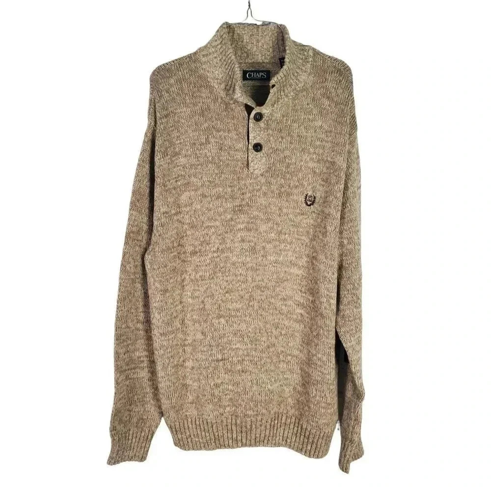 Chaps Men's Sweater with Brown Professor Patches